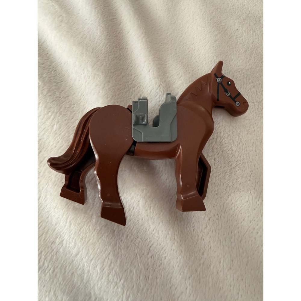 LEGO Reddish Brown Horse with Movable Neck and Grey Saddle Minifigure Animal